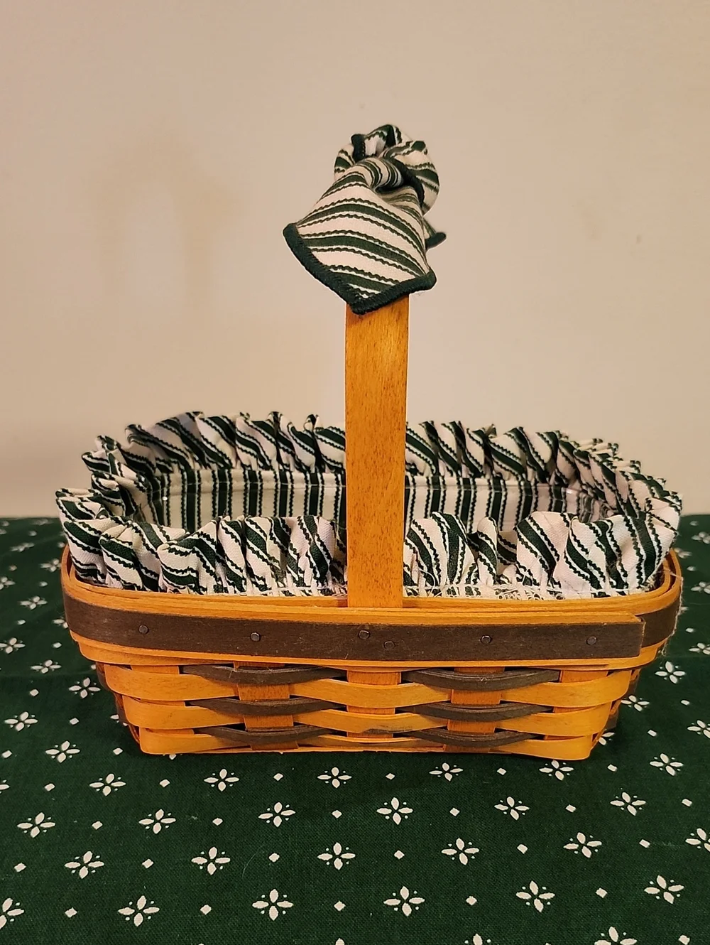 Longaberger Sweet Treats Basket with Green and White Striped Liner